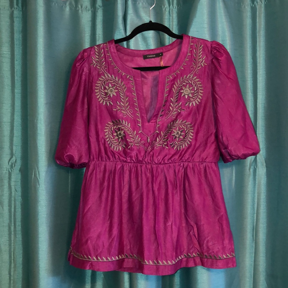 Fuchsia & Gray Blouse Too by Theme